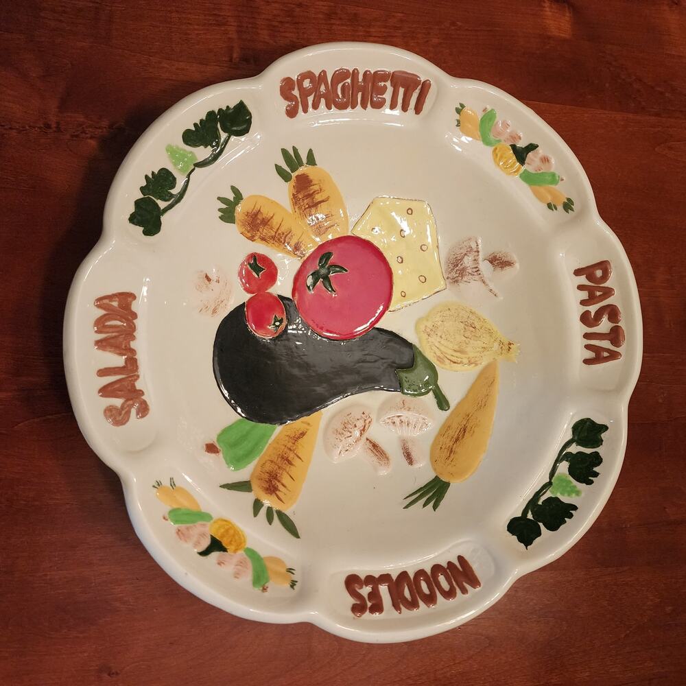 Ceramic Pasta Bowl Veggies Handpainted